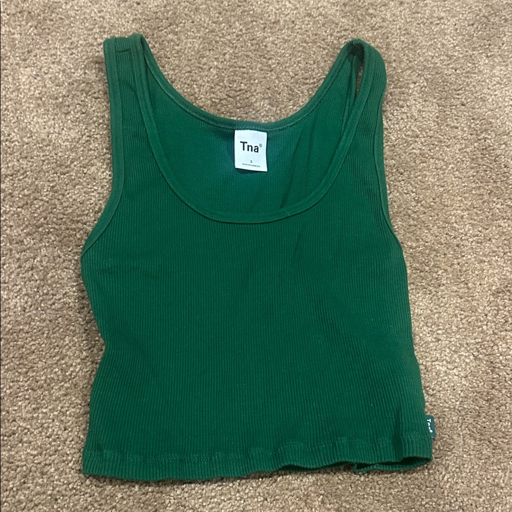 Aritzia TNA Forest Green Ribbed Tank Top